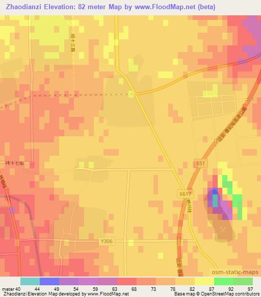 Zhaodianzi,China Elevation Map