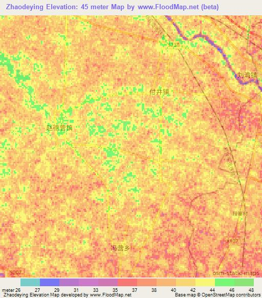 Zhaodeying,China Elevation Map
