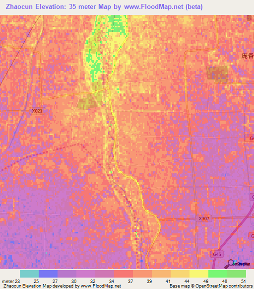 Zhaocun,China Elevation Map