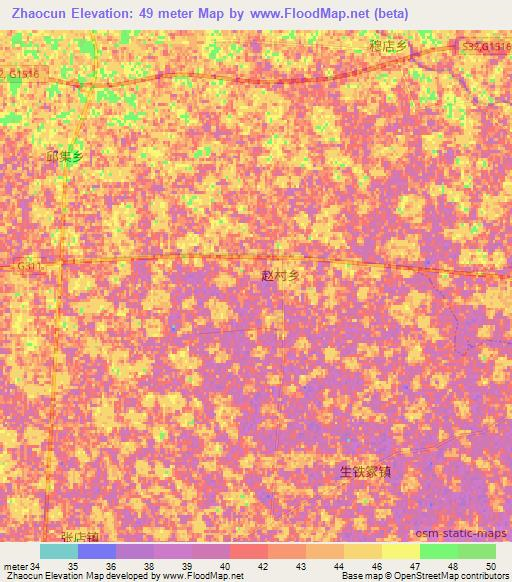 Zhaocun,China Elevation Map