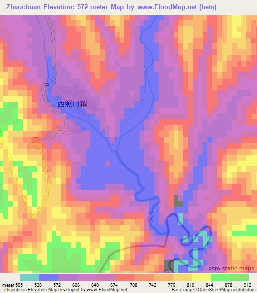 Zhaochuan,China Elevation Map