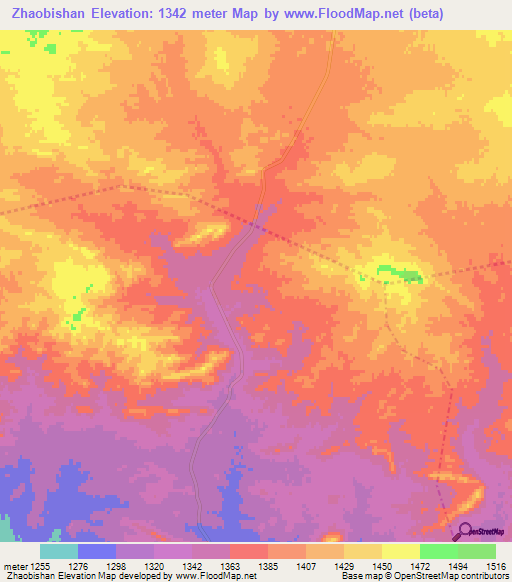 Zhaobishan,China Elevation Map