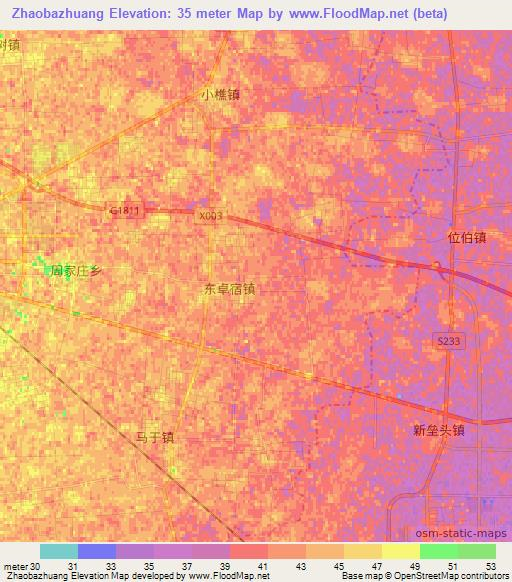 Zhaobazhuang,China Elevation Map