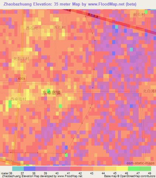 Zhaobazhuang,China Elevation Map