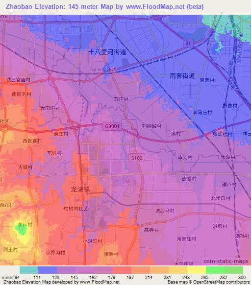 Zhaobao,China Elevation Map