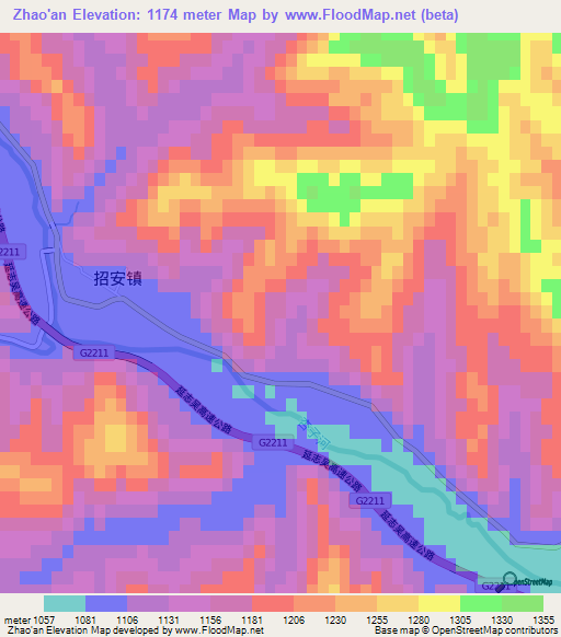 Zhao'an,China Elevation Map
