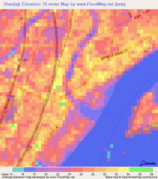 Zhanjiaji,China Elevation Map