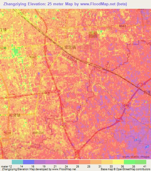 Zhangziying,China Elevation Map