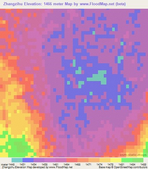 Zhangzihu,China Elevation Map