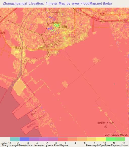 Zhangzhuangzi,China Elevation Map