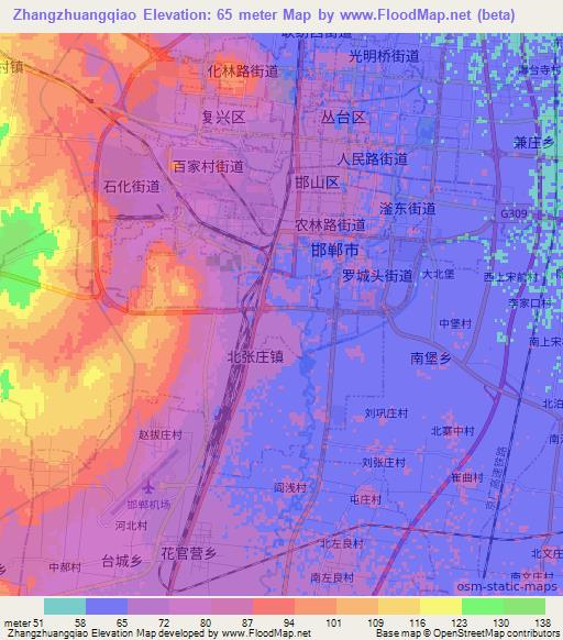 Zhangzhuangqiao,China Elevation Map