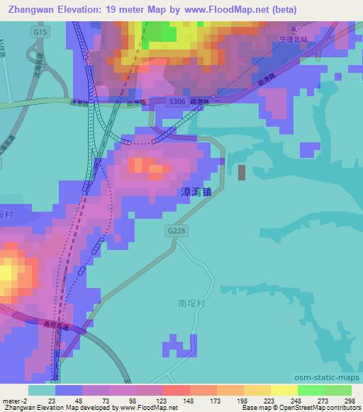 Zhangwan,China Elevation Map
