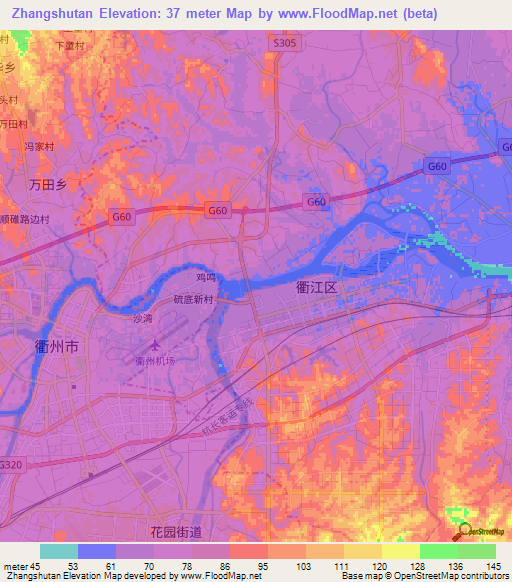 Zhangshutan,China Elevation Map
