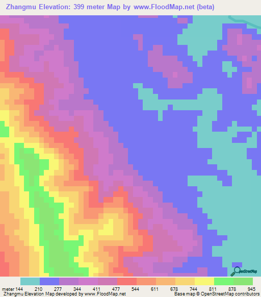 Zhangmu,China Elevation Map