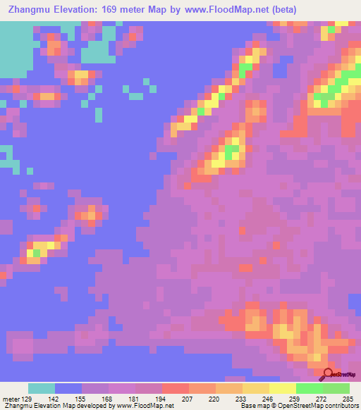 Zhangmu,China Elevation Map