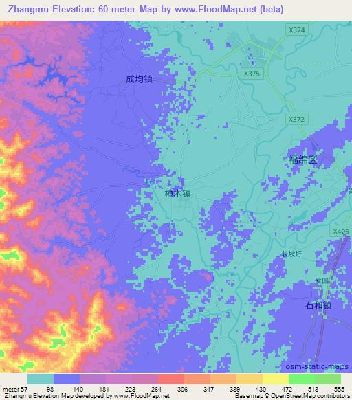 Zhangmu,China Elevation Map