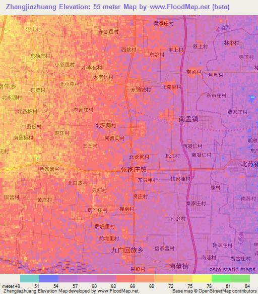 Zhangjiazhuang,China Elevation Map