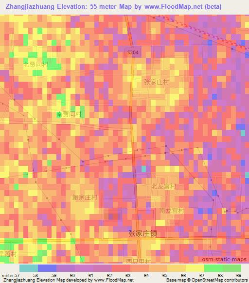 Zhangjiazhuang,China Elevation Map