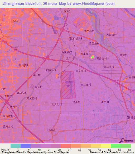 Zhangjiawan,China Elevation Map
