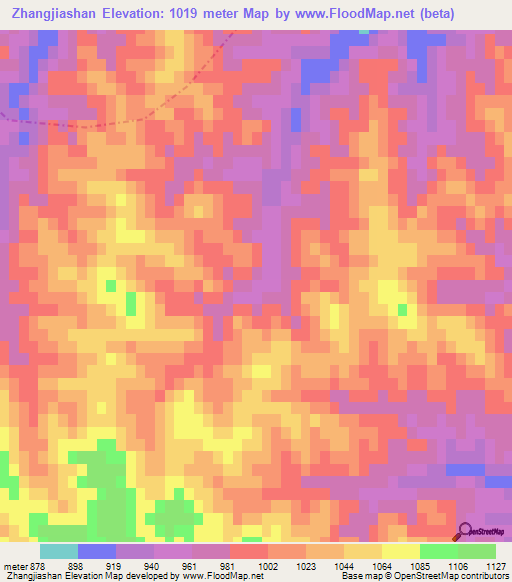 Zhangjiashan,China Elevation Map
