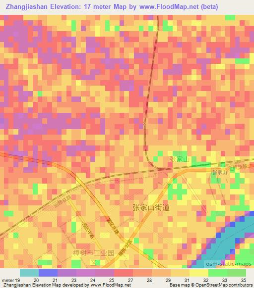 Zhangjiashan,China Elevation Map