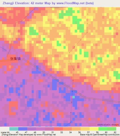 Zhangji,China Elevation Map
