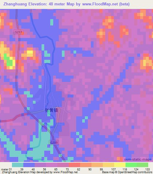 Zhanghuang,China Elevation Map