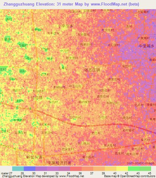 Zhangguzhuang,China Elevation Map