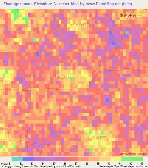 Zhangguzhuang,China Elevation Map