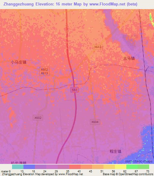 Zhanggezhuang,China Elevation Map