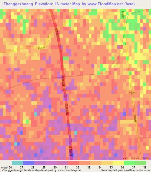 Zhanggezhuang,China Elevation Map