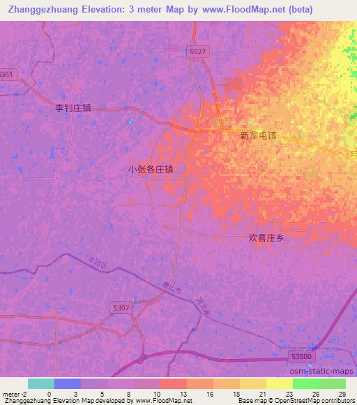 Zhanggezhuang,China Elevation Map