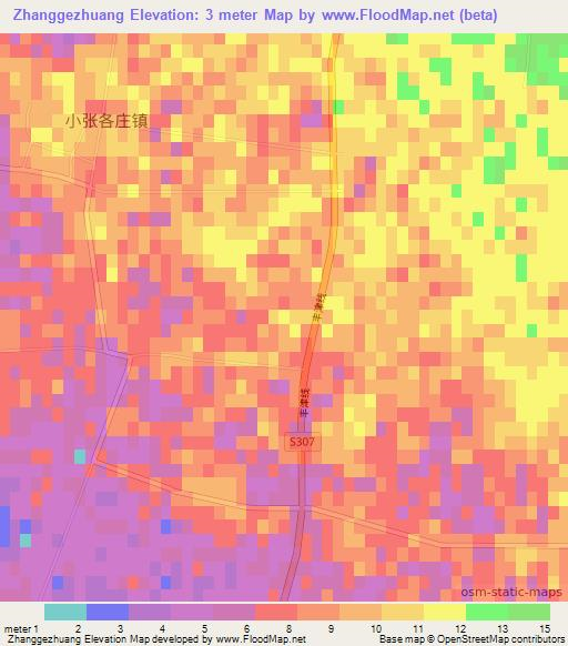 Zhanggezhuang,China Elevation Map