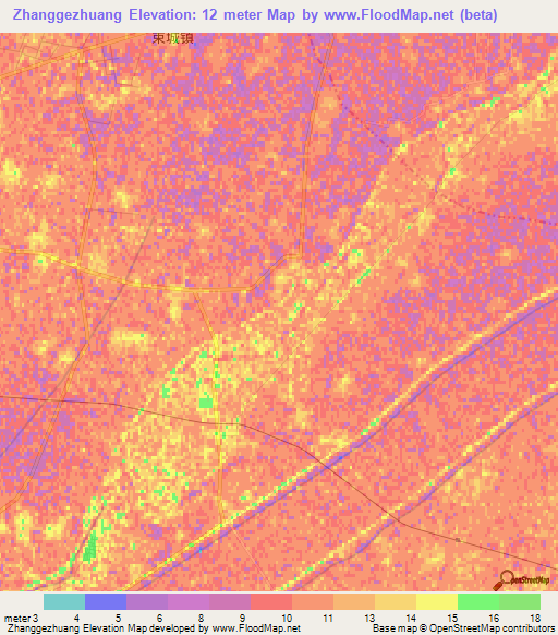 Zhanggezhuang,China Elevation Map