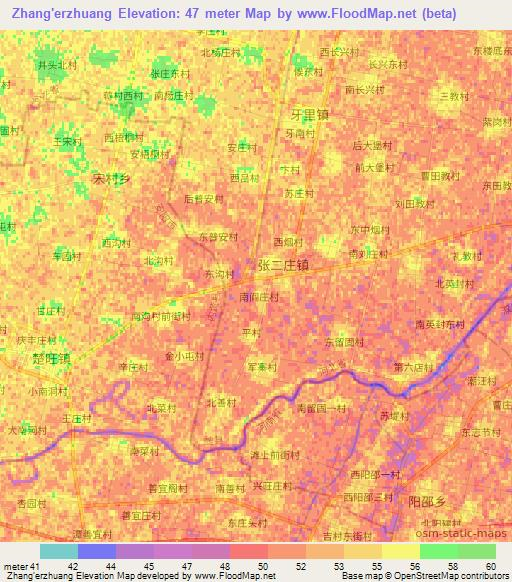 Zhang'erzhuang,China Elevation Map
