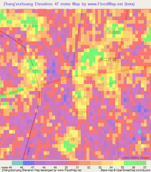 Zhang'erzhuang,China Elevation Map