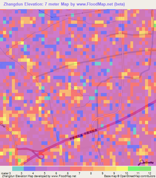 Zhangdun,China Elevation Map