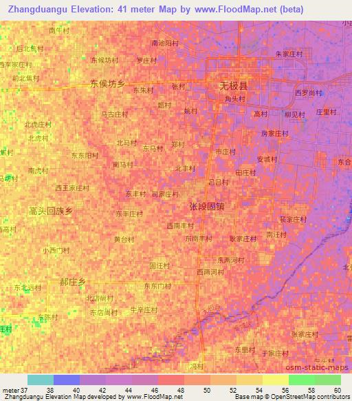 Zhangduangu,China Elevation Map
