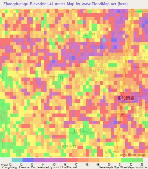 Zhangduangu,China Elevation Map
