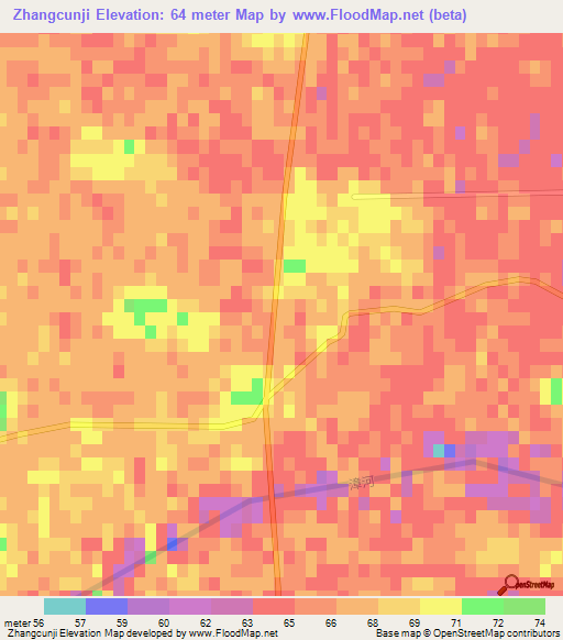 Zhangcunji,China Elevation Map