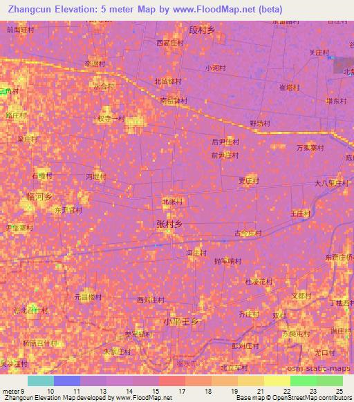 Zhangcun,China Elevation Map