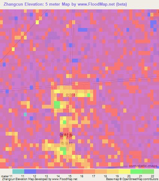 Zhangcun,China Elevation Map