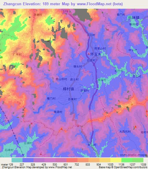 Zhangcun,China Elevation Map