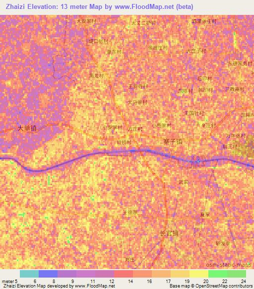 Zhaizi,China Elevation Map