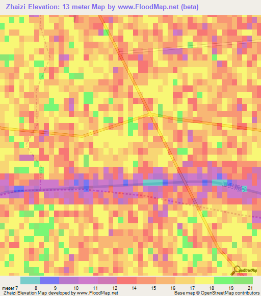 Zhaizi,China Elevation Map