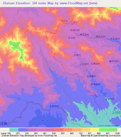 Zhainan,China Elevation Map