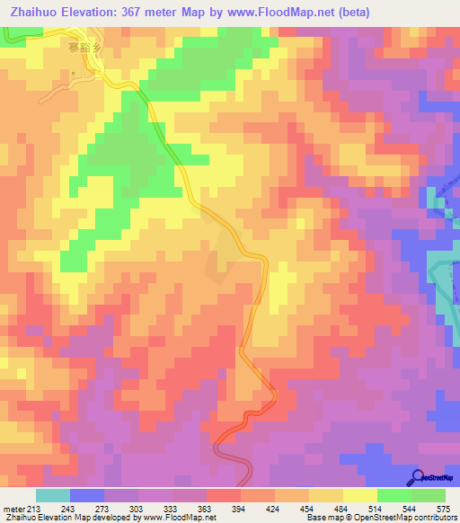 Zhaihuo,China Elevation Map
