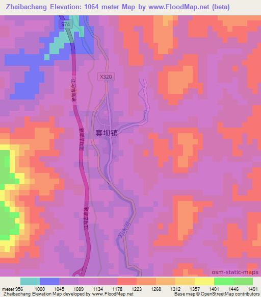 Zhaibachang,China Elevation Map