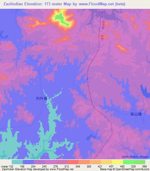 Zaolindian,China Elevation Map
