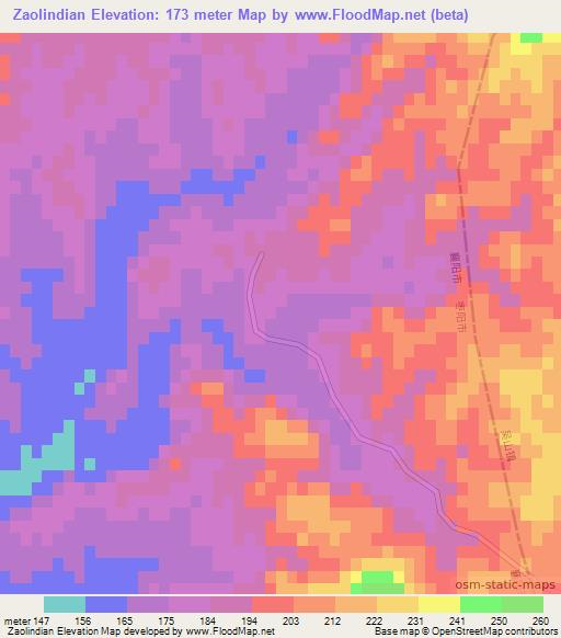 Zaolindian,China Elevation Map
